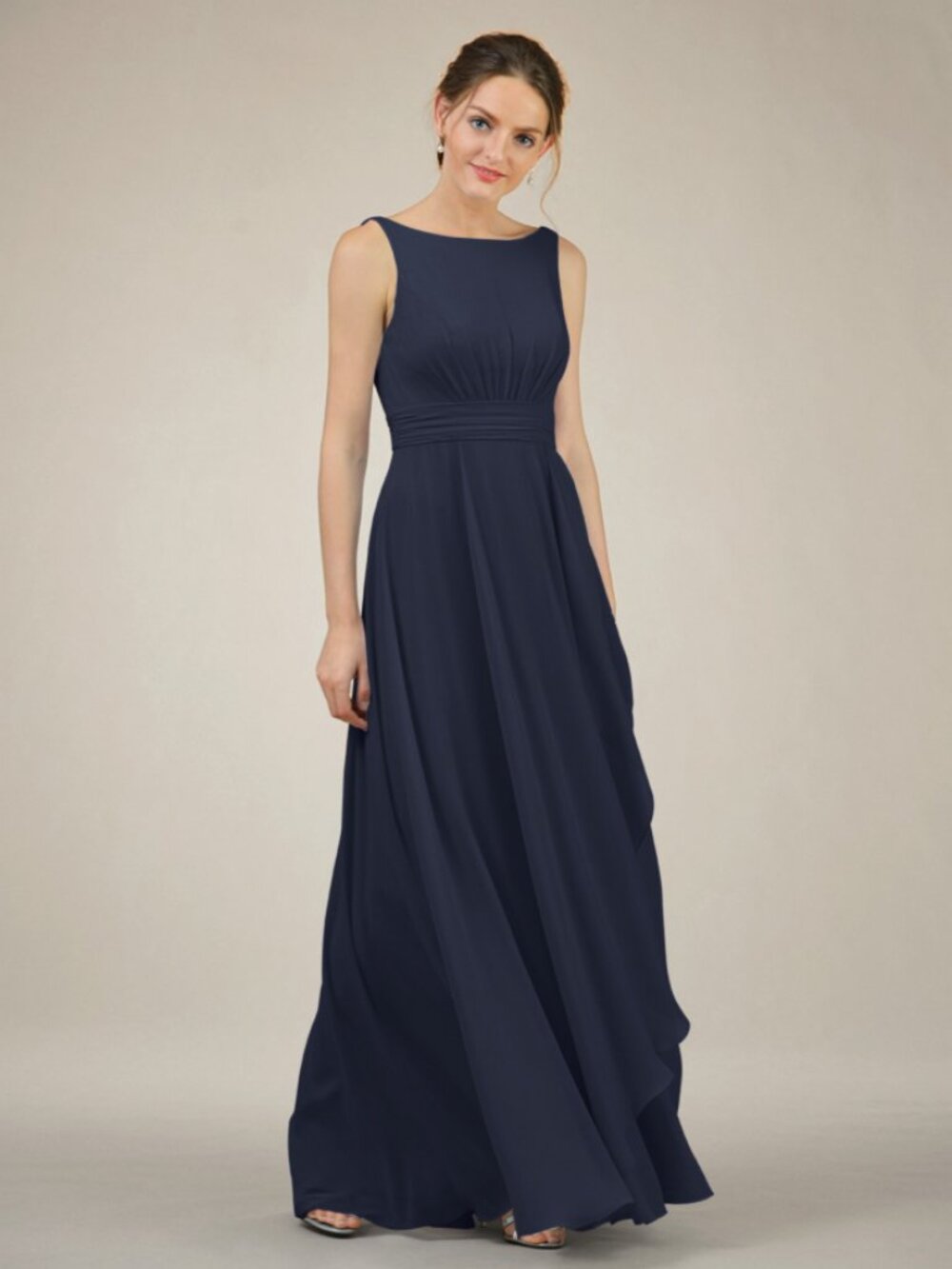 NWT Awei Bridal Bridesmaid Navy Blue Sleeveless Maxi Dress, Two Sizes 4 And 6